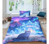 WXLWHR Set Copripiumino European Shorthair Microfibra Set Letto 3 Pezzi Con Stampa European Shorthair Crystal Palace Con Cerniera E Federa Per La Camera Dei Bambini Single(135x200cm)