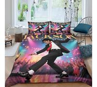 WXLWHR Set Copripiumino Michael Jackson Microfibra Parure Da Letto Con Motivo Michael Jackson Con Chiusura Lampo E Federa Per Ragazzi, Ragazze E Bambin Double（200x200cm）