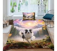 WXLWHR Set Copripiumino Old English Sheepdog 3D Biancheria Da Letto Con Motivo Dog Woods Microfibra Con Cerniera E Federa Per Bambini Adulti Single(135x200cm)