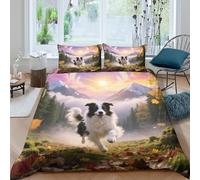 WXLWHR Set Copripiumino Old English Sheepdog 3D Set Di Biancheria Da Letto Con Design Dog Woods Microfibra Con Chiusura Lampo E Federa Per Ragazzi, Ragazze E Bambin Double(200x200cm)