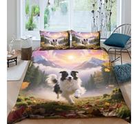 WXLWHR Set Copripiumino Old English Sheepdog 3D Set Di Biancheria Da Letto Con Design Dog Woods Microfibra Con Chiusura Lampo E Federa Per La Camera Dei Bambini King(220x240cm)