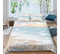 WXLWHR Set Copripiumino Poodle Microfibra Set Letto 3 Pezzi Con Stampa Poodle Chasing on The Beach Con Chiusura Lampo E Federa Per Ragazze E Ragazzi Adulti Double(200x200cm)