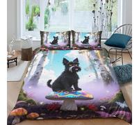 WXLWHR Set Copripiumino Schnauzer 3D Biancheria Da Letto Con Motivo Dog Woods Microfibra Con Cerniera E Federa Per Ragazzi, Ragazze E Bambin Double(200x200cm)