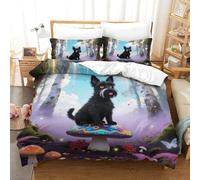 WXLWHR Set Copripiumino Schnauzer 3D Set Di Biancheria Da Letto Con Design Dog Woods Microfibra Con Chiusura Lampo E Federa Per Donne E Uomini Single(140x200cm)