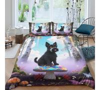 WXLWHR Set Copripiumino Schnauzer 3D Set Di Biancheria Da Letto Con Stampa Dog Woods Microfibra Con Chiusura Lampo E Federa Per Ragazze, Ragazzi, King(220x240cm)