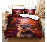 WXLWHR Set Copripiumino Schnauzer 3D Set Di Biancheria Da Letto Con Stampa Fallen Leaves Woods Microfibra Con Cerniera E Federa Per La Camera Dei Bambini Single（140x200cm）