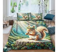 WXLWHR Set Copripiumino Squirrel Microfibra Morbida Parure Da Letto Squirrel Flower Crown Con Zip E Federa Per Ragazze E Ragazzi Adulti Double(200x200cm)