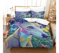 WXLWHR Set Copripiumino WHIPPET Microfibra Set Letto 3 Pezzi Con Motivo The Whibbit Dog Butterfly Collar Con Chiusura Lampo E Federa Per Donne E Uomini Super King(260x220cm)