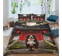 WXLWHR Set Di Biancheria Da Letto Con Design Bernese Mountain Dog 3D Set Copripiumino Ancient Temple Microfibra Con Chiusura Lampo E Federa Per Ragazze, Ragazzi, Double（200x200cm）