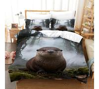WXLWHR Set Di Biancheria Da Letto Con Design Otter 3D Copripiumino Misty Forest Microfibra Con Chiusura Lampo E Federa Per Ragazze E Ragazzi Adulti Super King（260x220cm）