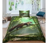 WXLWHR Set Di Biancheria Da Letto Con Design Pine Marten 3D Copripiumino Bamboo Forest Microfibra Con Cerniera E Federa Per Donne E Uomini Single（135x200cm）