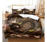 WXLWHR Set Di Biancheria Da Letto Con Design Pine Marten 3D Copripiumino Dead Woods Microfibra Con Chiusura Lampo E Federa Per La Camera Dei Bambini Super King（260x220cm）