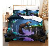 WXLWHR Set Di Biancheria Da Letto Con Design Pine Marten 3D Copripiumino Mysterious Cave Microfibra Con Cerniera E Federa Per Ragazze, Ragazzi, Single（140x200cm）