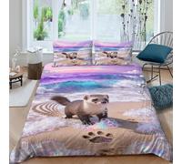 WXLWHR Set Di Biancheria Da Letto Con Design Pine Marten 3D Copripiumino Waves Beach Microfibra Con Cerniera E Federa Per La Camera Dei Bambini Double（200x200cm）