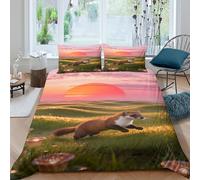 WXLWHR Set Di Biancheria Da Letto Con Design Pine Marten 3D Set Copripiumino Sunrise Meadow Microfibra Con Chiusura Lampo E Federa Per La Camera Dei Bambini King（220x240cm）