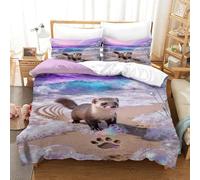 WXLWHR Set Di Biancheria Da Letto Con Design Pine Marten 3D Set Copripiumino Waves Beach Microfibra Con Chiusura Lampo E Federa Per Ragazze, Ragazzi, Super King（260x220cm）