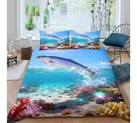 WXLWHR Set Di Biancheria Da Letto Con Design Salmon 3D Copripiumino Shallows Coral Reef Microfibra Con Cerniera E Federa Per Ragazze E Ragazzi Adulti Double（200x200cm）