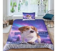 WXLWHR Set Di Biancheria Da Letto Con Motivo Beagle Morbida Microfibra Set Copripiumino Frozen Lake Snowfield Con Federa Confortevole E Utilizzabile Tutto L'anno Single（135x200cm）