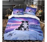 WXLWHR Set Di Biancheria Da Letto Con Motivo Border Collie Morbida Microfibra Set Copripiumino Frozen Lake Snowfield Con Federa Per Bambini, Ragazze, Ragazzi E Adulti King（220x240cm）