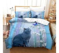 WXLWHR Set Di Biancheria Da Letto Con Motivo British Shorthair Cat 3D Set Copripiumino Colorful Bamboo Microfibra Con Cerniera E Federa Per Ragazze, Ragazzi, Super King（260x220cm）