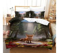 WXLWHR Set Di Biancheria Da Letto Con Motivo Fennec Fox Morbida Microfibra Copripiumino Forest Secret Realm Con Federa Per Piccole Camere Da Letto E Alloggi Studenteschi Single（140x200cm）