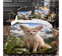 WXLWHR Set Di Biancheria Da Letto Con Motivo Fennec Fox Morbida Microfibra Copripiumino Jungle Secret Realm Con Federa Per Camera Da Letto E Camera Degli Ospiti Super King（260x220cm）