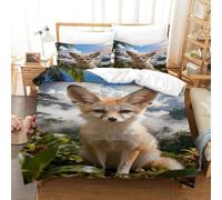 WXLWHR Set Di Biancheria Da Letto Con Motivo Fennec Fox Morbida Microfibra Copripiumino Jungle Secret Realm Con Federa Per Camera Da Letto E Camera Degli Ospiti Single（140x200cm）