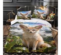 WXLWHR Set Di Biancheria Da Letto Con Motivo Fennec Fox Morbida Microfibra Copripiumino Jungle Secret Realm Con Federa Adatto Per Camere Da Letto Per Bambini Adolescenti King（220x240cm）