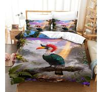 WXLWHR Set Di Biancheria Da Letto Con Motivo Hornbill Morbida Microfibra Copripiumino Jungle Secret Realm Con Federa Confortevole E Utilizzabile Tutto L'anno Single（140x200cm）