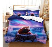 WXLWHR Set Di Biancheria Da Letto Con Motivo Red Panda Morbida Microfibra Set Copripiumino Frozen Lake Snowfield Con Federa Per Ragazze, Ragazzi, Adolescenti E Adulti Double（200x200cm）
