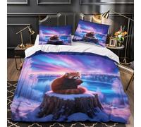 WXLWHR Set Di Biancheria Da Letto Con Motivo Red Panda Morbida Microfibra Set Copripiumino Frozen Lake Snowfield Con Federa Per Piccole Camere Da Letto E Alloggi Studenteschi Super King（260x220cm）