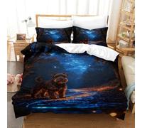 WXLWHR Set Di Biancheria Da Letto Con Motivo Schnauzer Morbida Microfibra Set Copripiumino Starry Night Woods Con Federe Facile Da Mantenere E Lavabile in Macchina Double（200x200cm）