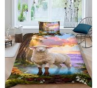 WXLWHR Set Di Biancheria Da Letto Con Motivo Sheep Morbida Microfibra Copripiumino Forest Secret Realm Con Federa Per Studenti E Giovani Adulti Single（135x200cm）