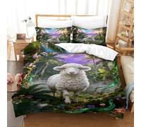 WXLWHR Set Di Biancheria Da Letto Con Motivo Sheep Morbida Microfibra Copripiumino Jungle Secret Realm Con Federa Adatto Per Camere Da Letto Per Bambini Adolescenti Double（200x200cm）