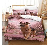 WXLWHR Set Di Biancheria Da Letto Con Motivo Shepherd Dog Morbida Microfibra Set Copripiumino Cherry Blossom Woods Con Federa Qualità Hoteliera E Facile Da Mantenere Double（200x200cm）