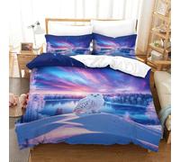 WXLWHR Set Di Biancheria Da Letto Con Motivo Snowy Owl Morbida Microfibra Set Copripiumino Frozen Lake Snowfield Con Federa Per Ragazze, Ragazzi, Adolescenti E Adulti Single（140x200cm）