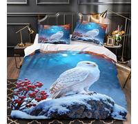 WXLWHR Set Di Biancheria Da Letto Con Motivo Snowy Owl Morbida Microfibra Set Copripiumino Woods Con Federe Per Camera Da Letto E Camera Degli Ospiti Super King（260x220cm）