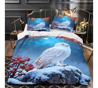 WXLWHR Set Di Biancheria Da Letto Con Motivo Snowy Owl Morbida Microfibra Set Copripiumino Woods Con Federe Per Camera Da Letto E Camera Degli Ospiti King（220x240cm）
