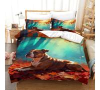 WXLWHR Set Di Biancheria Da Letto Con Motivo Staffordshire Bull Terrier Morbida Microfibra Set Copripiumino Autumn Woods Con Federe Per Studenti E Giovani Adulti Double（200x200cm）