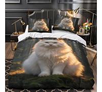 WXLWHR Set Di Biancheria Da Letto Con Motivo Turkish Angora Cat Morbida Microfibra Set Copripiumino Woods Con Federa Per Ragazze, Ragazzi, Adolescenti E Adulti King（220x240cm）