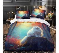 WXLWHR Set Di Biancheria Da Letto Con Motivo Turkish Angora Cat Morbida Microfibra Set Copripiumino Autumn Woods Con Federa Confortevole E Utilizzabile Tutto L'anno King（220x240cm）