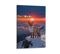 WXLWHR Stampa Di Arctic Fox Su Tela Quadri Moderni Con Sea of Clouds Sunrise Decorazioni Da Parete Per Ristorante Cucina Soggiorno Regalo 12x18inch(30x45cm)