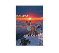 WXLWHR Stampa Di Arctic Fox Su Tela Quadri Moderni Con Sea of Clouds Sunrise Decorazioni Da Parete Per Camera Da Letto E Da Pranzo, Soggiorno Regalo Originale 20x30inch(50x75cm)