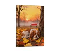 WXLWHR Stampa Di Cavalier King Charles Spaniel Su Tela Quadri Moderni Con Park Decorazioni Per Hotel Bagno Ufficio Soggiorno Idea Regalo 20x30inch(50x75cm)