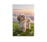 WXLWHR Stampa Di Shih Tzu Su Tela Quadri Moderni Con Sea of Clouds Decorazioni Per Hotel Bagno Ufficio Soggiorno Idea Regalo 12x18inch(30x45cm)
