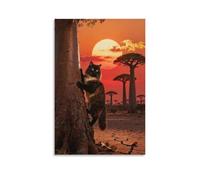 WXLWHR Stampa Di Siberian Forest Cat Su Tela Quadri Moderni Con Baobab Tree Decorazioni Per Soggiorno Ingresso Corridoio Idea Regalo 20x30inch(50x75cm)