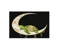 WXLWHR Stampa Di Turtle Su Tela Quadro Di Crescent Moon Su Tela Decorazioni Da Parete Per Soggiorno Ingresso Corridoio Idea Regalo 16x24inch(40x60cm)