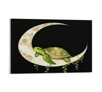 WXLWHR Stampa Di Turtle Su Tela Stampa Artistica Con Crescent Moon Decorazione Murale Per Camera Da Letto E Da Pranzo, Soggiorno Regalo Originale 08x12inch(20x30cm)