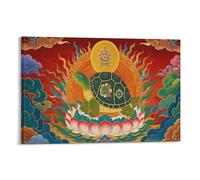 WXLWHR Turtle Stampe Su Tela Turtle Lotus Terrace Auspicious Cloud Quadri Artistica Canvas Decorazione Murale Per Hotel/Ufficio/Ristorante/Bar 08x12inch(20x30cm)