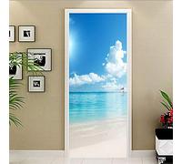 WXLZY 3D Stickers Porta Mare Adesivi per Porte Adesivo Porta Interna cameretta Wall Art Bagno Applique Carta Removibile PVC Impermeabile Vinile Decorazione Carta da Parati 77X200CM